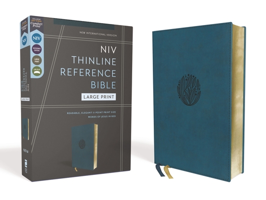 Niv, Thinline Reference Bible, Large Print, Leathersoft, Teal, Red Letter, Comfort Print - Zondervan