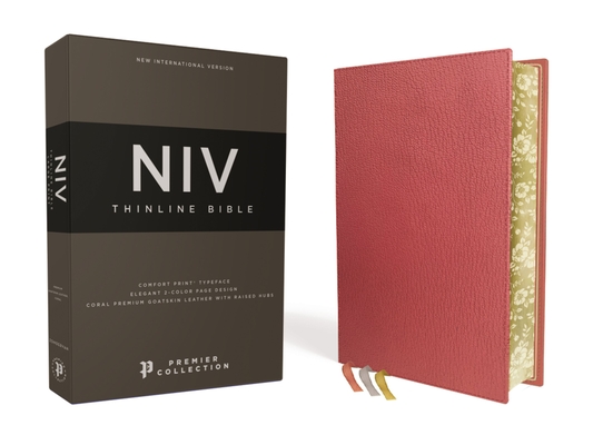 Niv, Thinline Bible, Premium Goatskin Leather, Coral, Premier Collection, Black Letter, Gauffered Edges, Comfort Print - Zondervan