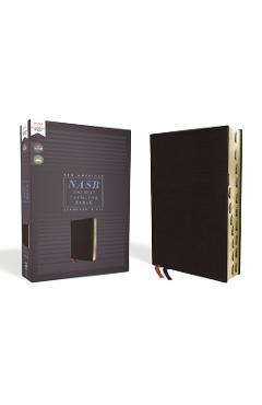 Coperta cărții 'Nasb, Thinline Bible, Bonded Leather, Black, Red Letter Edition, 1995 Text, Thumb Indexed, Comfort Print - Zondervan'