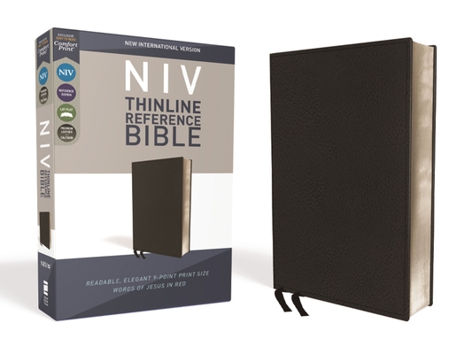 NIV, Thinline Reference Bible, Premium Bonded Leather, Black, Red Letter Edition, Comfort Print - Zondervan