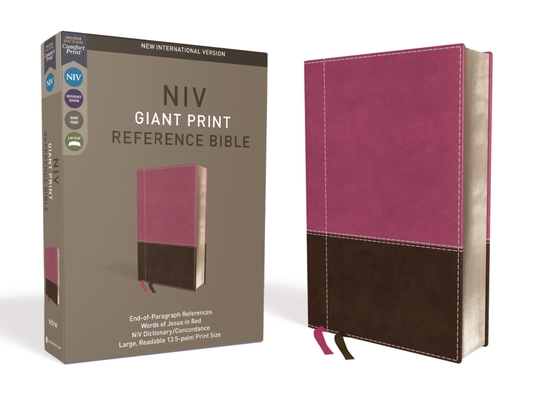 NIV, Reference Bible, Giant Print, Imitation Leather, Pink/Brown, Red Letter Edition, Comfort Print - Zondervan