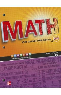 Coperta cărții 'Glencoe Math, Course 3, Student Edition, Volume 1 - Mcgraw Hill'