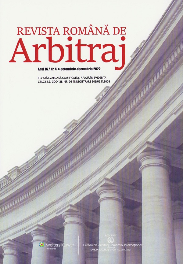 Revista romana de arbitraj. Nr.4 Octombrie-Decembrie 2022