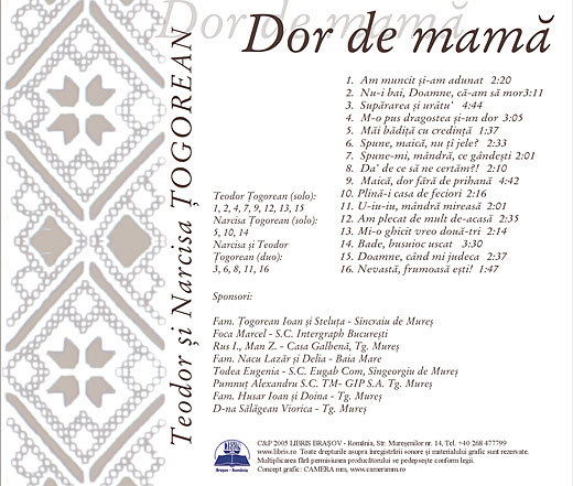 CD Teodor si Narcisa Togorean - Dor de mama