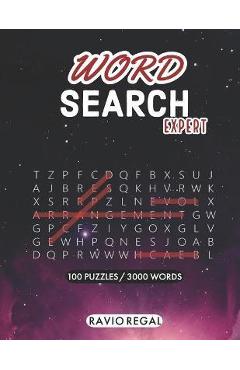 Coperta cărții 'Word Search Expert 100 Puzzles 3000 Words: funny word search book large print - Hard brain games Puzzles for Men Women'