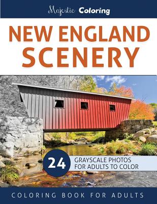 New England Scenery: Grayscale Photo Coloring for Adults - Majestic Coloring