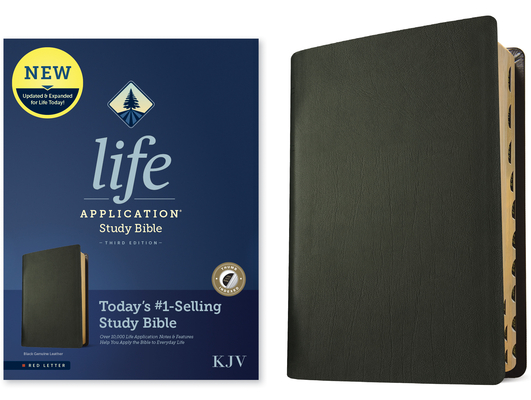 KJV Life Application Study Bible, Third Edition (Red Letter, Genuine Leather, Black, Indexed) - Tyndale