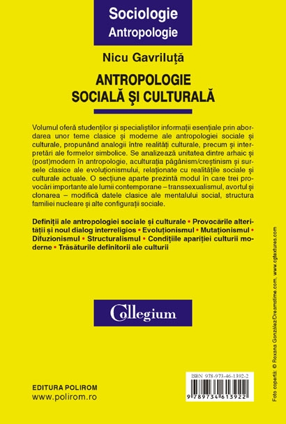 Coperta cărții 'Antropologie Sociala Si Culturala - Nicu Gavriluta'