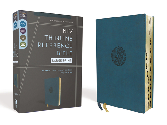Niv, Thinline Reference Bible, Large Print, Leathersoft, Teal, Red Letter, Thumb Indexed, Comfort Print - Zondervan
