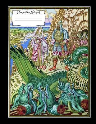 Dragon Composition Notebook: 8.5 x 11 Vintage fantasy art cover composition notebook / Journal 150 lined college ruled pages, dragon medieval softc - Abundant Creations
