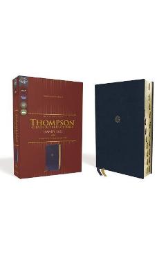 Coperta cărții 'Nkjv, Thompson Chain-Reference Bible, Handy Size, Leathersoft, Navy, Red Letter, Thumb Indexed, Comfort Print - Frank'