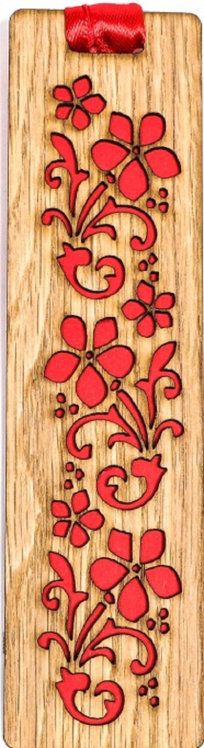 Semn de carte din lemn: Flori
