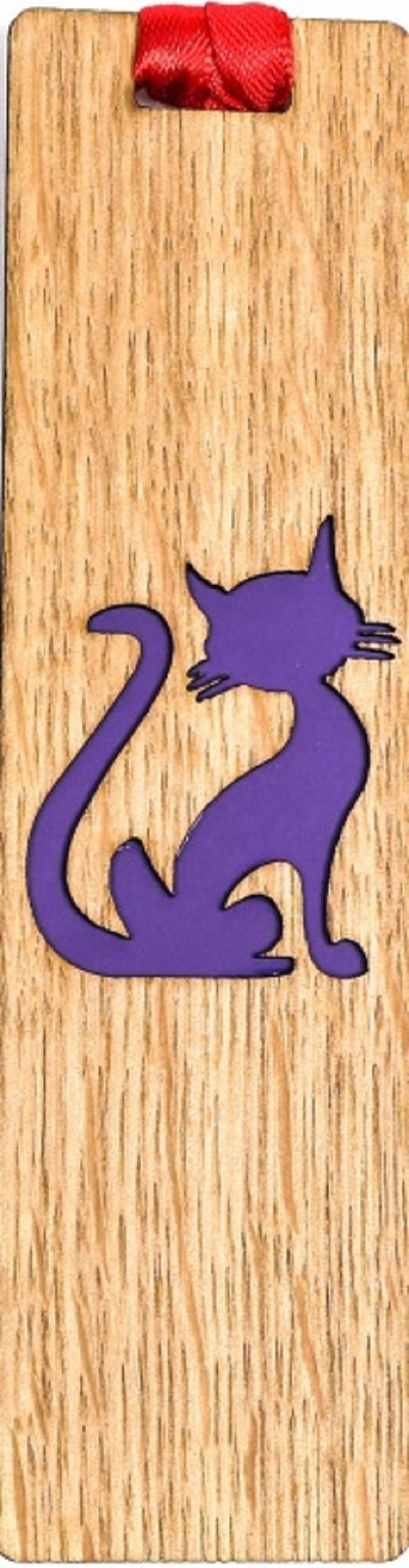 Semn de carte din lemn: Pisica