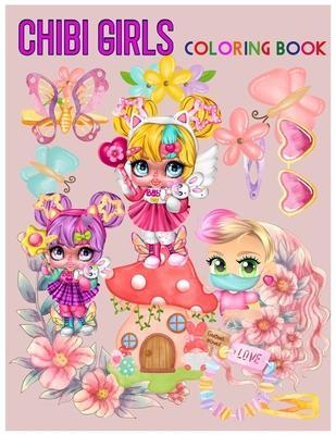 chibi girls coloring book: Famous Kawaii Anime Girls.Adorable characters in manga scenes - Med Faiz
