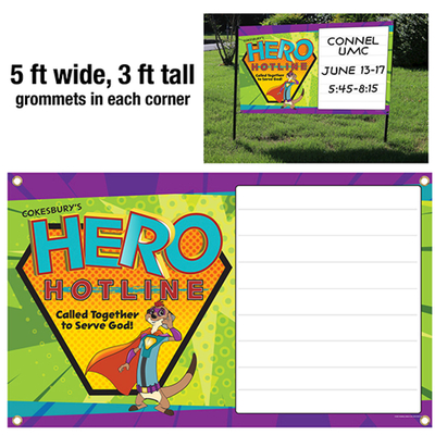 Coperta cărții 'Vacation Bible School (Vbs) Hero Hotline Outdoor Banner: Called Together to Serve God! - Cokesbury'