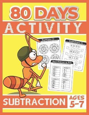 80 Days Activity Subtraction for Kids Ages 5-7: Funny Basic Math Workbook Grade 1, 1st Grade Math, Subtraction Within 20 - Tuebaah