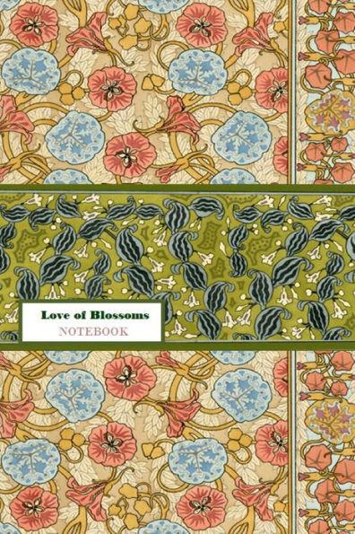 Coperta cărții 'Love of Blossoms NOTEBOOK [ruled Notebook/Journal/Diary to write in, 60 sheets, Medium Size (A5) 6x9 inches] - Iris A.'