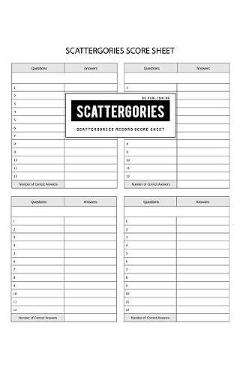 Coperta cărții 'BG Publishing Scattergories Score Sheet: Scattergories Game Record Keeper for Keep Track of Who's Ahead In Your'