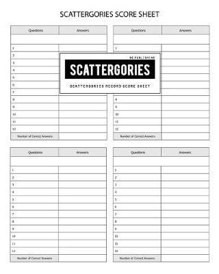 Coperta cărții 'BG Publishing Scattergories Score Sheet: Scattergories Game Record Keeper for Keep Track of Who's Ahead In Your'