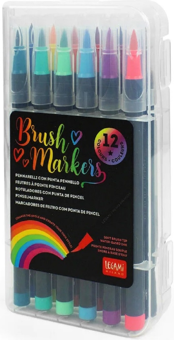Set 12 carioci tip pensula: Brush Markers