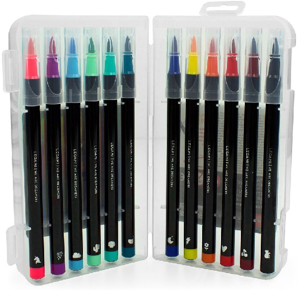 Set 12 carioci tip pensula: Brush Markers