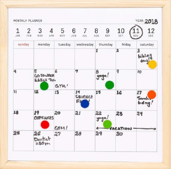 Planner lunar: Mini White Board Calendar