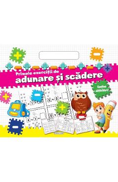 Coperta cărții 'Bloc cu abțibilduri. Primele exerciții de adunare și scădere'