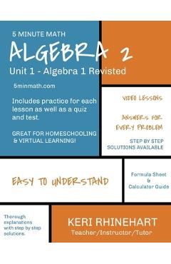 Coperta cărții 'Algebra 2: Unit 1 - Algebra 1 Revisited: 5 Minute Math - Keri Rhinehart'