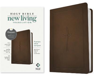 NLT Premium Value Compact Bible, Filament-Enabled Edition (Leatherlike, Dark Brown Framed Cross) - Tyndale
