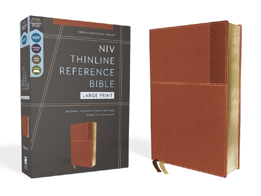 Niv, Thinline Reference Bible, Large Print, Leathersoft, Brown, Red Letter, Comfort Print - Zondervan