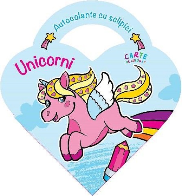 Carte de colorat: Unicorni. Autocolante cu sclipici