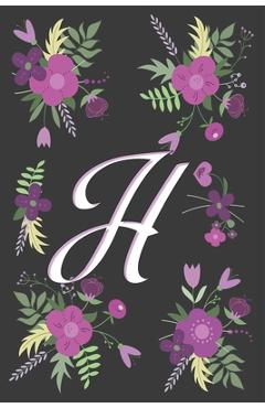 Coperta cărții 'H: Letter H Initial Monogram Notebook, for Kids, Girls & Women - Pink Floral with letter H glossy and smooth finish'