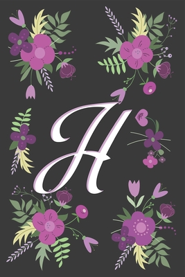 Coperta cărții 'H: Letter H Initial Monogram Notebook, for Kids, Girls & Women - Pink Floral with letter H glossy and smooth finish'
