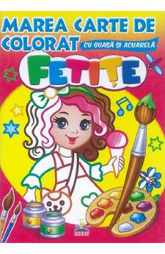 Coperta cărții 'Marea carte de colorat cu guașă și acuarelă. Fetițe'