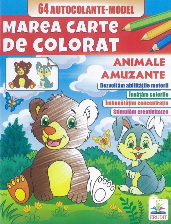 Marea carte de colorat. 64 autocolante. Animale amuzante