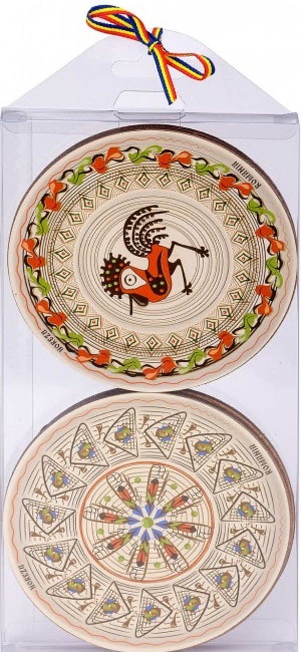 Set suporturi pahare: Model ceramica Horezu