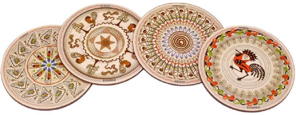 Set suporturi pahare: Model ceramica Horezu