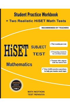 Coperta cărții 'HiSET Subject Test Mathematics: Student Practice Workbook + Two Realistic HiSET Math Tests - Michael Smith'