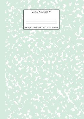 Marble Notebook A4: Mint Green College Ruled Journal - Young Dreamers Press