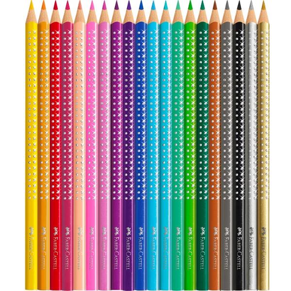 Set cadou: 20 Creioane Colorate Sparkle + Ascutitoare