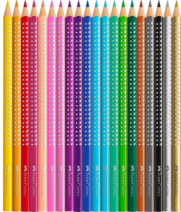 Set cadou: 20 Creioane Colorate Sparkle + Ascutitoare