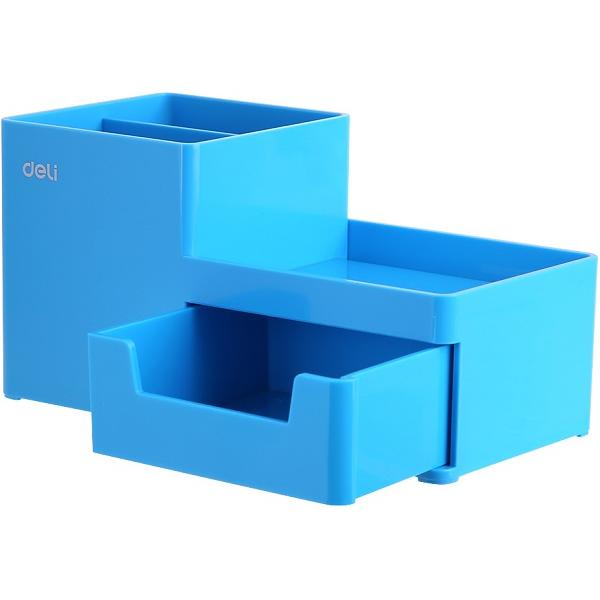 Suport birou 3 compartimente + sertar. Bleu