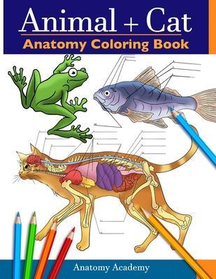 Animal & Cat Anatomy Coloring Book: 2-in-1 Compilation Incredibly Detailed Self-Test Veterinary & Feline Anatomy Color workbook - Anatomy Academy