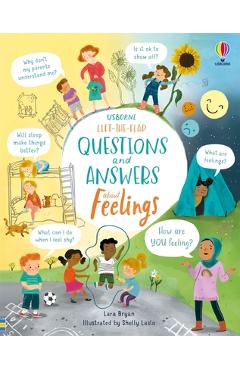 Coperta cărții 'Lift-The-Flap Questions and Answers about Feelings - Lara Bryan'