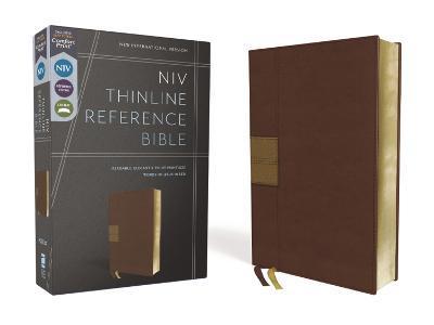 Niv, Thinline Reference Bible, Leathersoft, Brown, Red Letter, Comfort Print - Zondervan