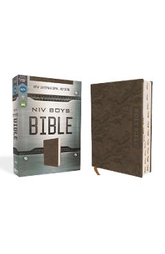 Coperta cărții 'Niv, Boys' Bible, Leathersoft, Brown Camo, Thumb Indexed Tabs, Comfort Print - Zondervan'