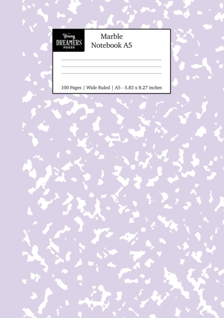 Marble Notebook A5: Lilac Purple Marble Wide Ruled Journal - Young Dreamers Press