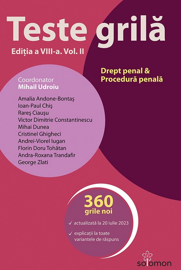 Teste grila Vol.2: Drept penal. Procedura penala Ed.8 - Mihail Udroiu