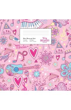 Music Manuscript Book: Girls Musical Instruments, Large Kids Stave Paper - Young Dreamers Press