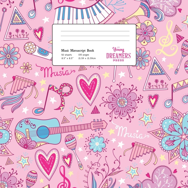 Music Manuscript Book: Girls Musical Instruments, Large Kids Stave Paper - Young Dreamers Press